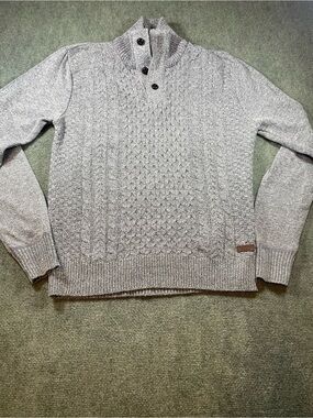 Buffalo David Bitton Light Gray‎ Cable-Knit Turtleneck Sweater